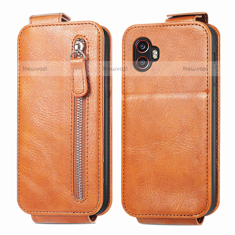 Leather Case Flip Cover Vertical for Samsung Galaxy XCover 6 Pro 5G Brown