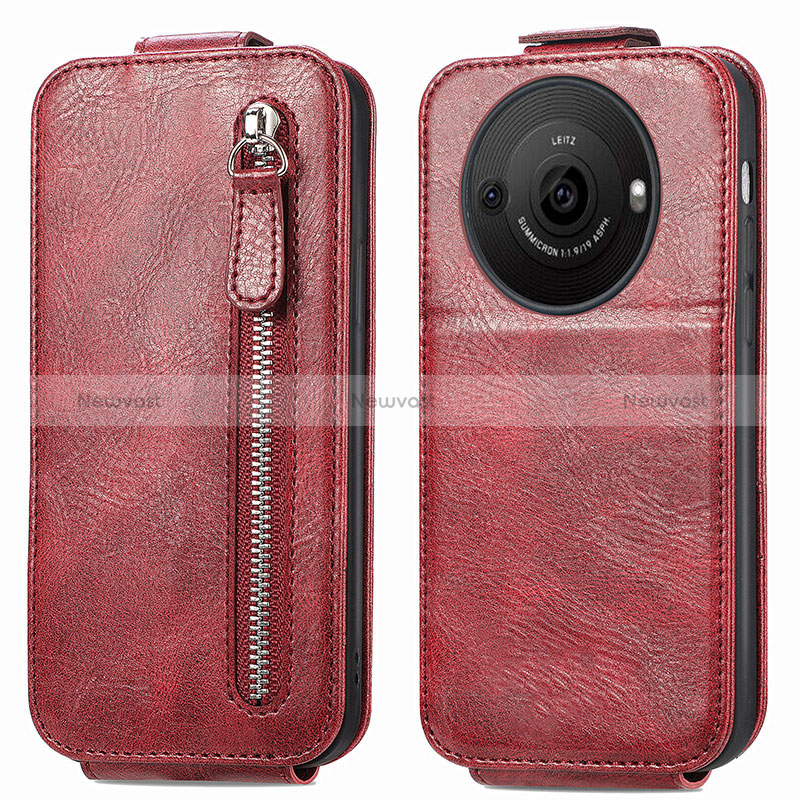 Leather Case Flip Cover Vertical for Sharp Aquos R8 Pro Red