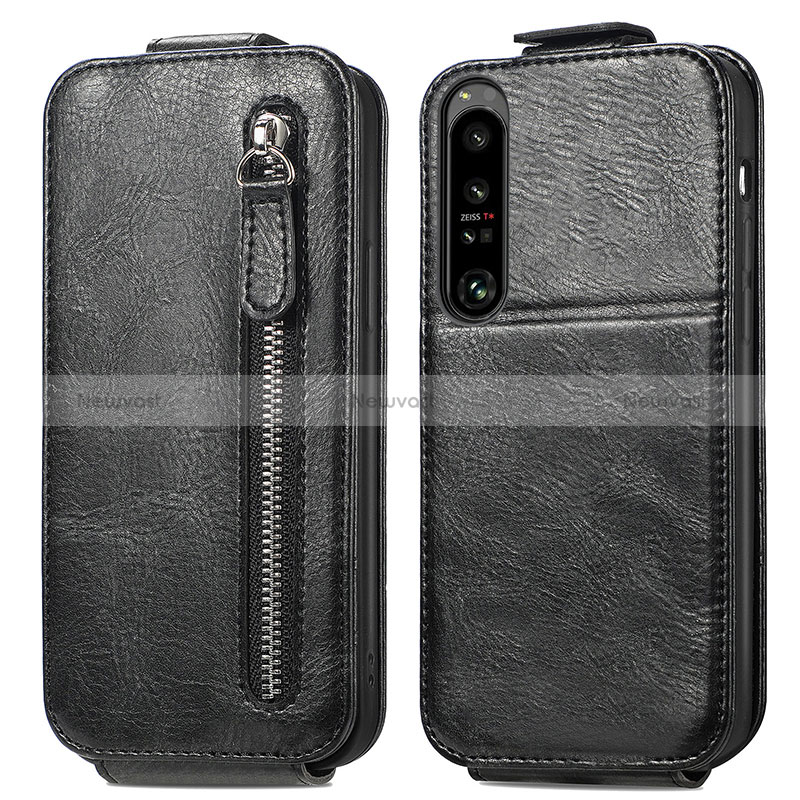 Leather Case Flip Cover Vertical for Sony Xperia 1 IV Black