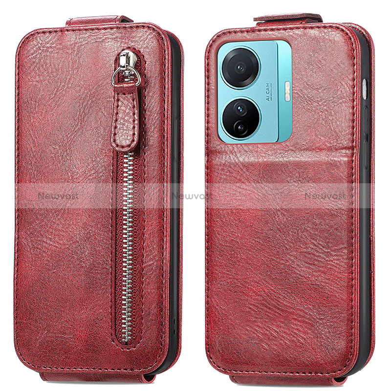 Leather Case Flip Cover Vertical for Vivo iQOO Z6 Pro 5G Red