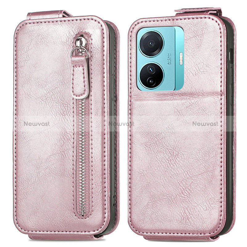 Leather Case Flip Cover Vertical for Vivo iQOO Z6 Pro 5G Rose Gold