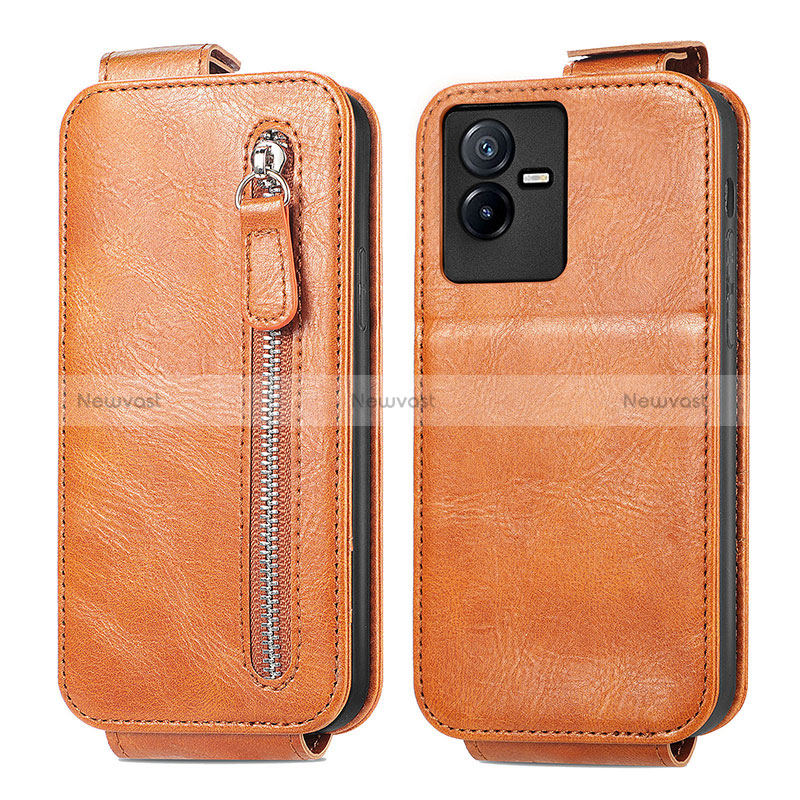 Leather Case Flip Cover Vertical for Vivo T2x 5G Brown