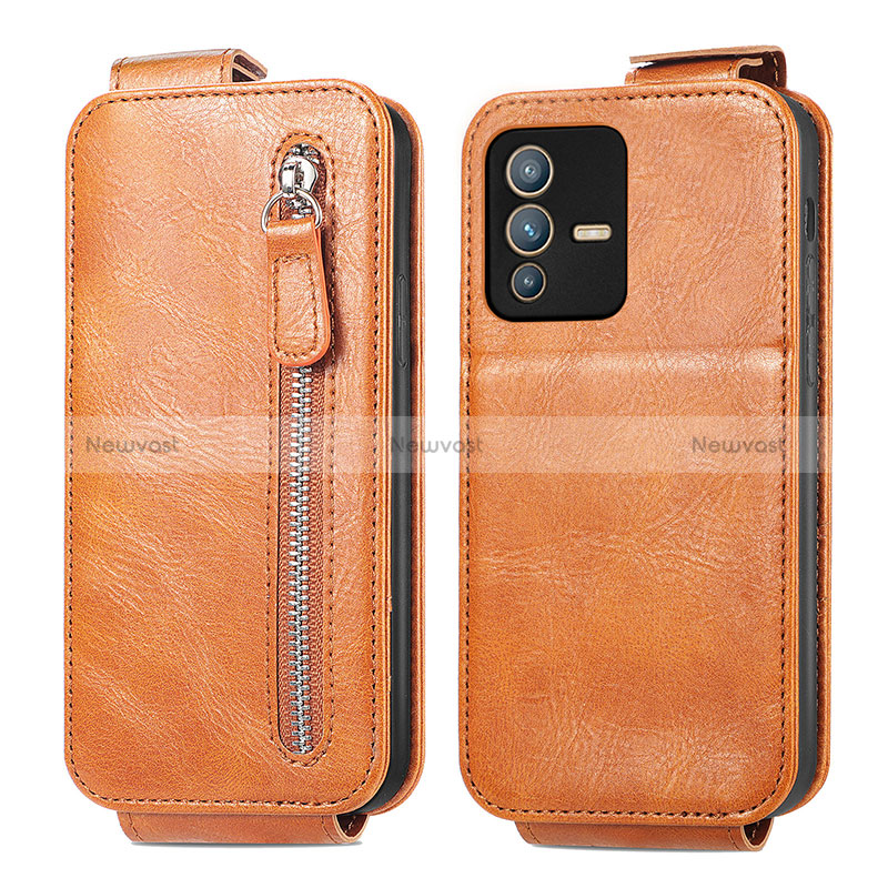 Leather Case Flip Cover Vertical for Vivo V23 5G Brown