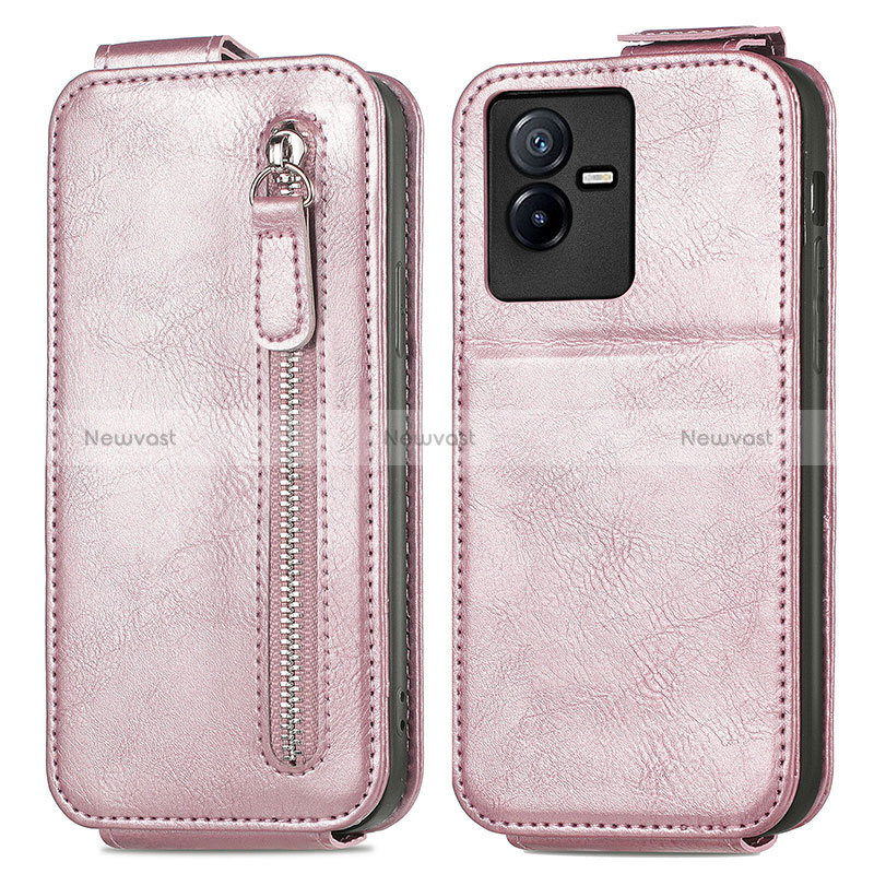 Leather Case Flip Cover Vertical for Vivo Y73t Rose Gold