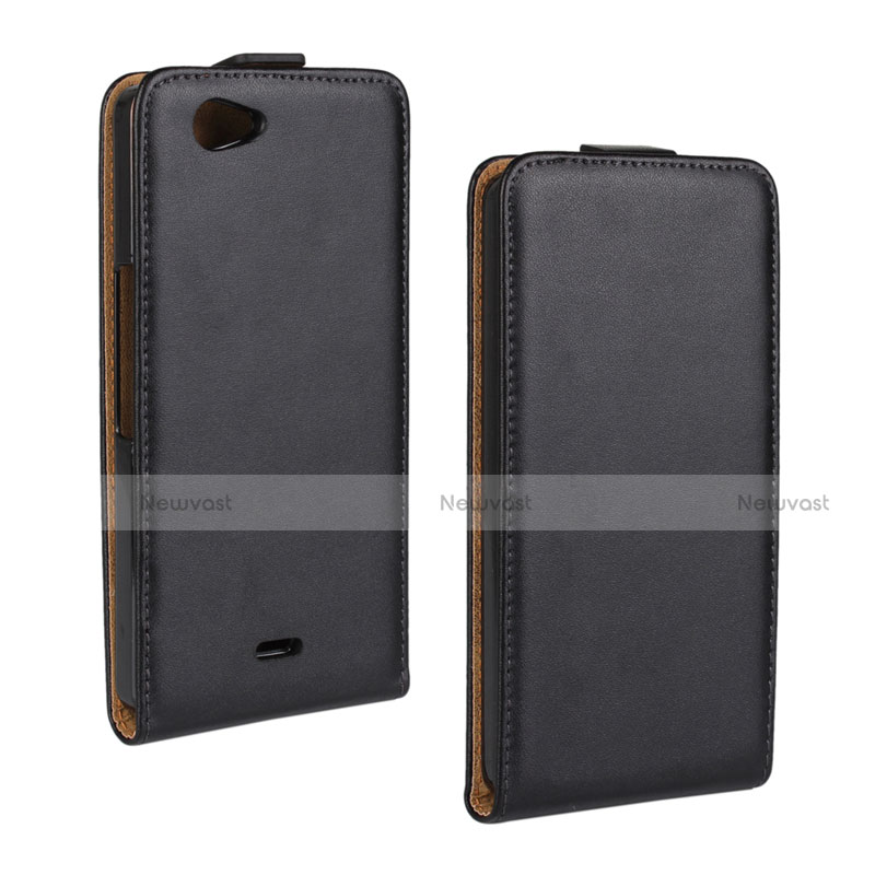 Leather Case Flip Cover Vertical for Wiko Highway Signs Black