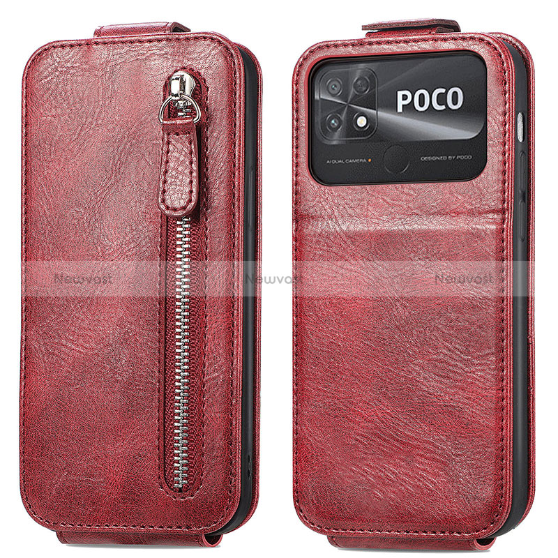 Leather Case Flip Cover Vertical for Xiaomi Poco C40 Red