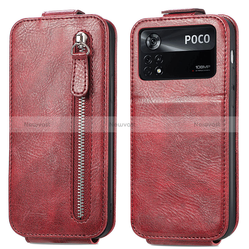 Leather Case Flip Cover Vertical for Xiaomi Poco X4 Pro 5G Red