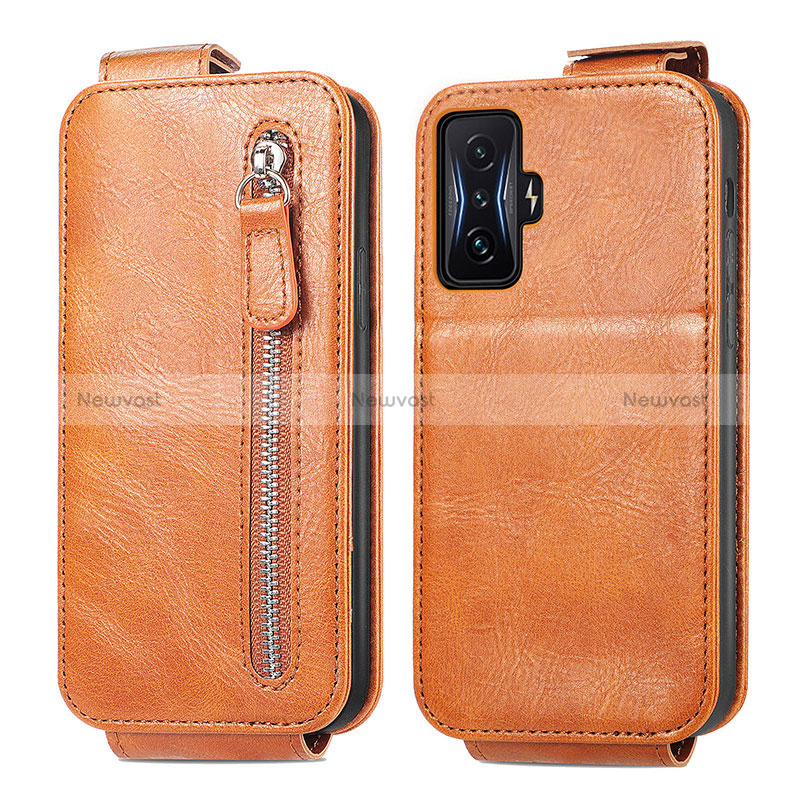 Leather Case Flip Cover Vertical for Xiaomi Redmi K50 Gaming 5G Brown