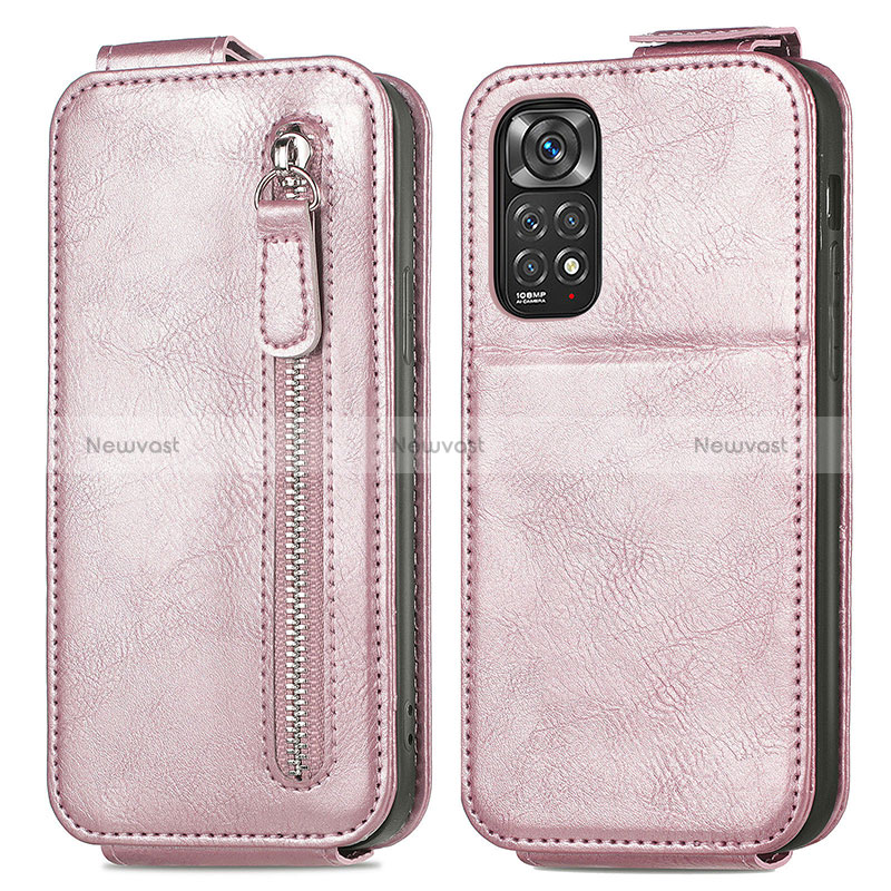 Leather Case Flip Cover Vertical for Xiaomi Redmi Note 11S 4G Rose Gold