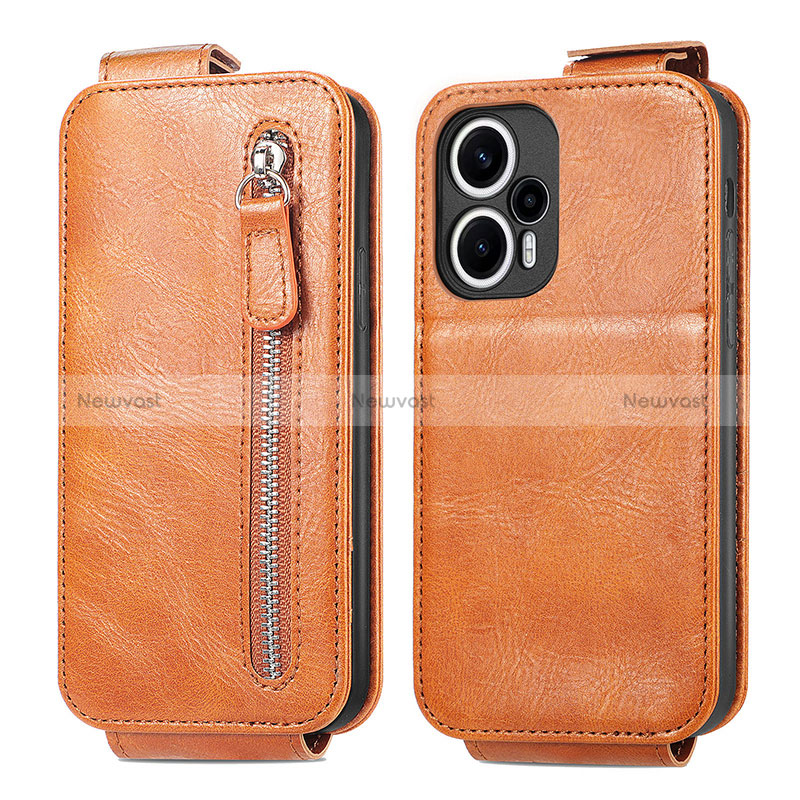 Leather Case Flip Cover Vertical for Xiaomi Redmi Note 12 Turbo 5G Brown