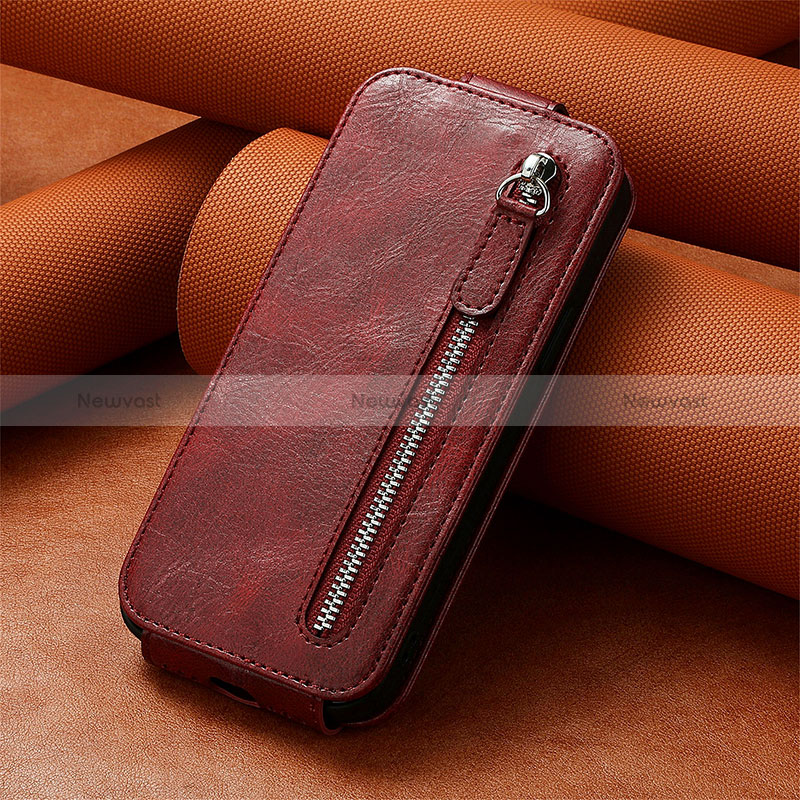 Leather Case Flip Cover Vertical S01D for Google Pixel 7a 5G Red
