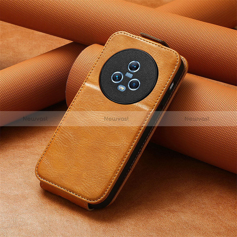 Leather Case Flip Cover Vertical S01D for Huawei Honor Magic5 5G Brown