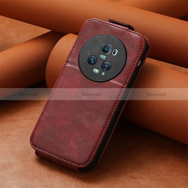 Leather Case Flip Cover Vertical S01D for Huawei Honor Magic5 Pro 5G Red