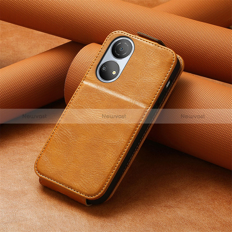 Leather Case Flip Cover Vertical S01D for Huawei Honor X7 Brown