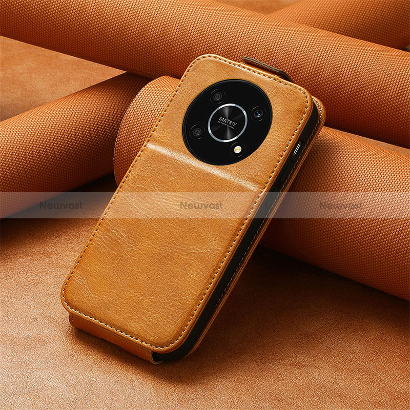 Leather Case Flip Cover Vertical S01D for Huawei Honor X9 5G Brown