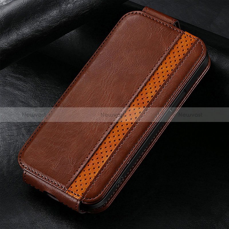 Leather Case Flip Cover Vertical S01D for Huawei Nova 10 Brown