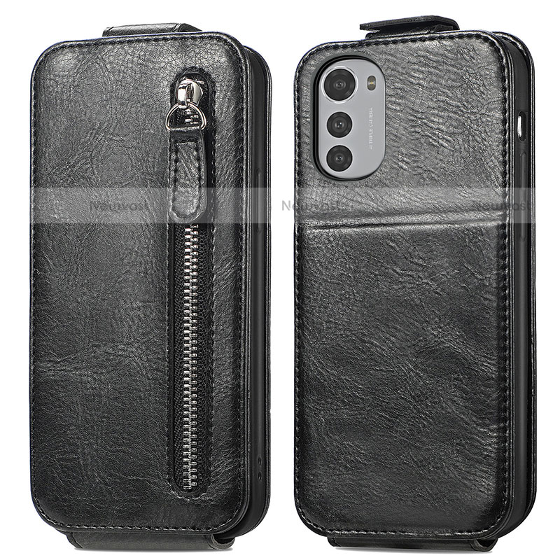 Leather Case Flip Cover Vertical S01D for Motorola Moto E32s Black