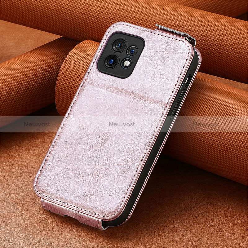 Leather Case Flip Cover Vertical S01D for Motorola Moto Edge 40 Pro 5G Rose Gold