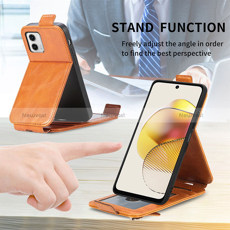 Leather Case Flip Cover Vertical S01D for Motorola Moto G73 5G