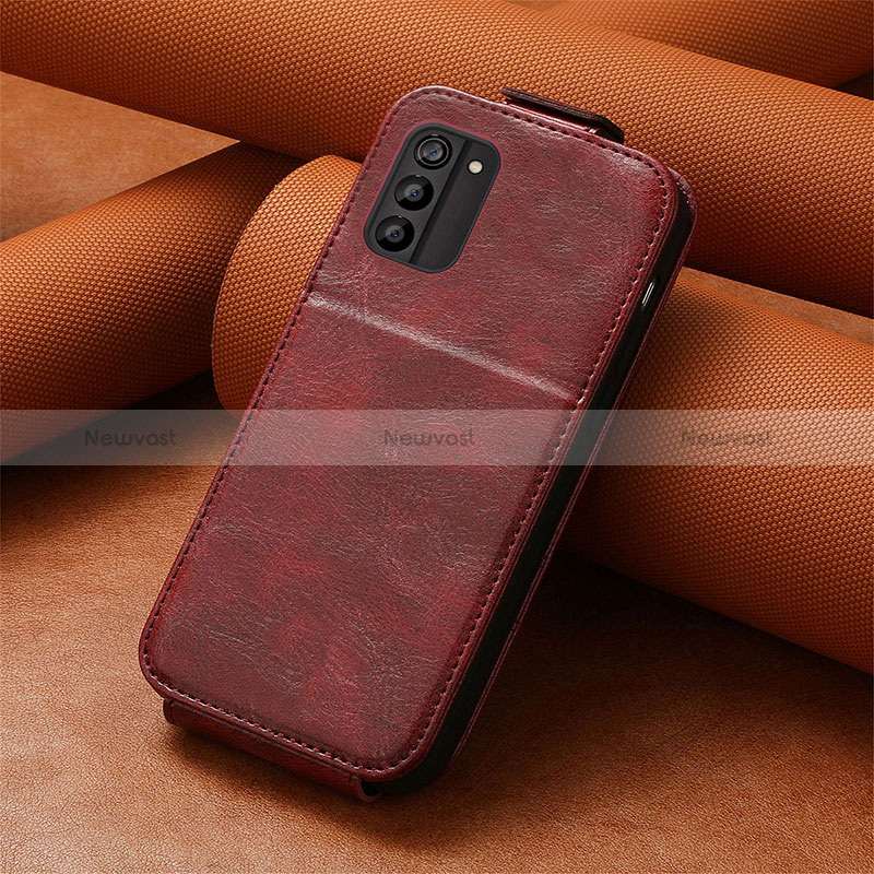 Leather Case Flip Cover Vertical S01D for Nokia G100 Red