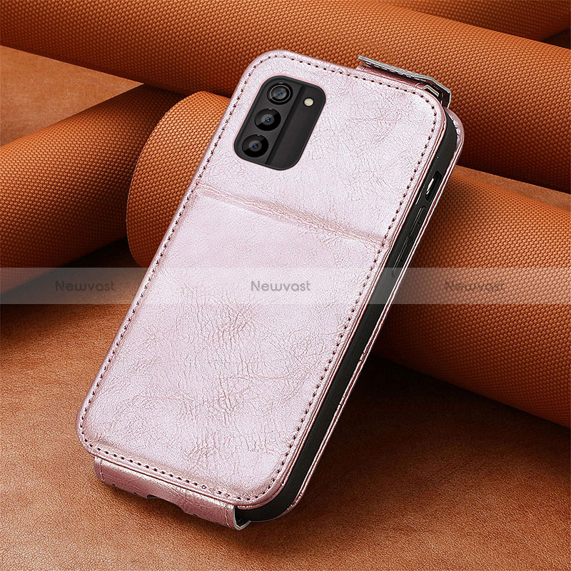 Leather Case Flip Cover Vertical S01D for Nokia G100 Rose Gold