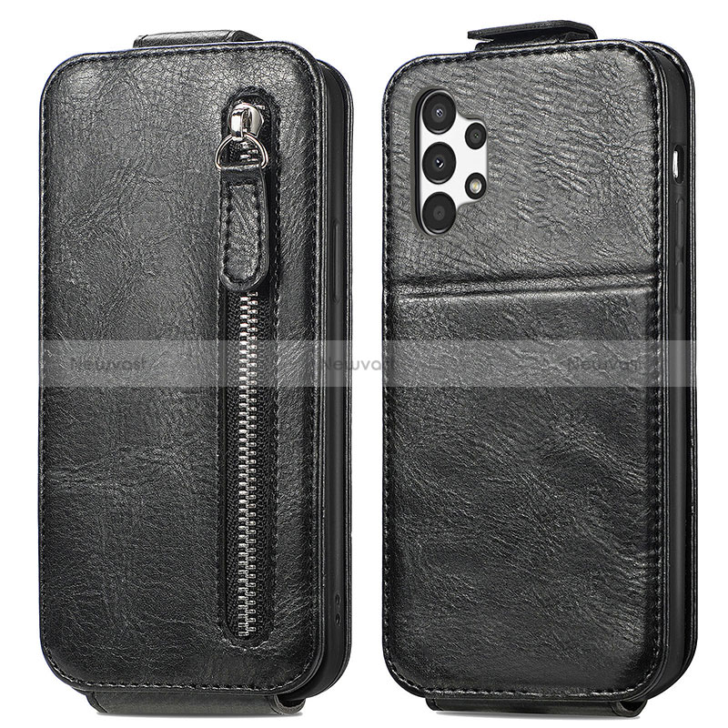 Leather Case Flip Cover Vertical S01D for Samsung Galaxy A13 4G Black