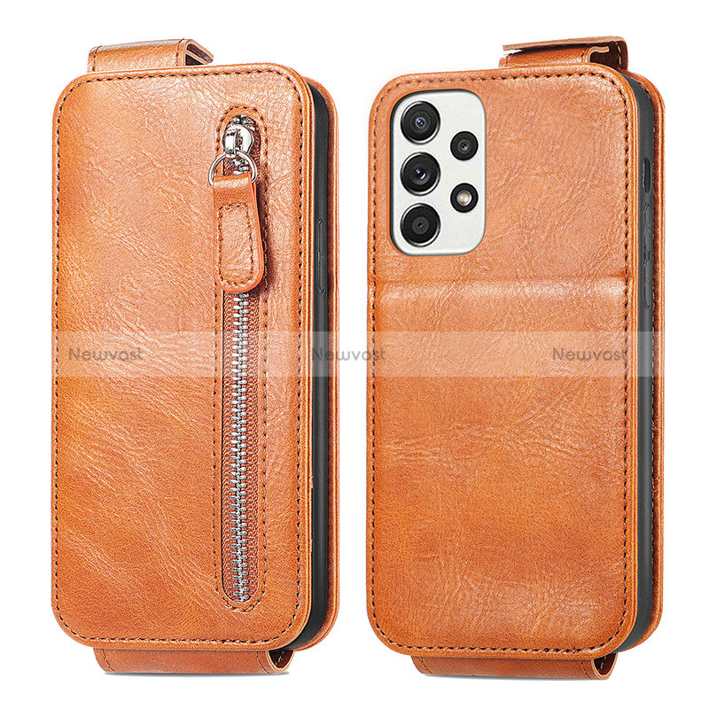 Leather Case Flip Cover Vertical S01D for Samsung Galaxy A33 5G Brown
