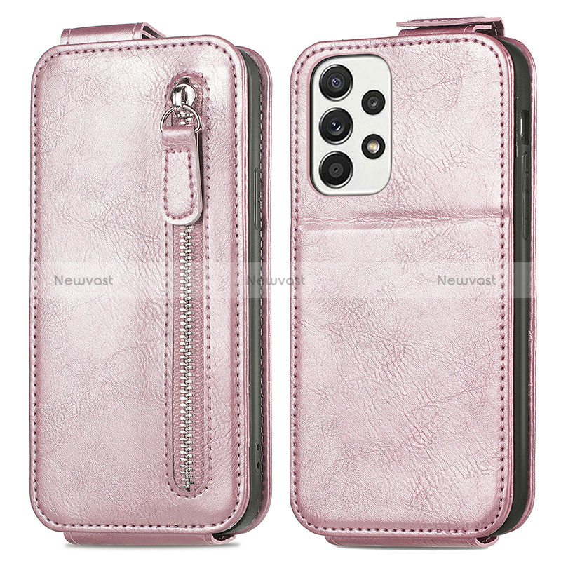 Leather Case Flip Cover Vertical S01D for Samsung Galaxy A33 5G Rose Gold