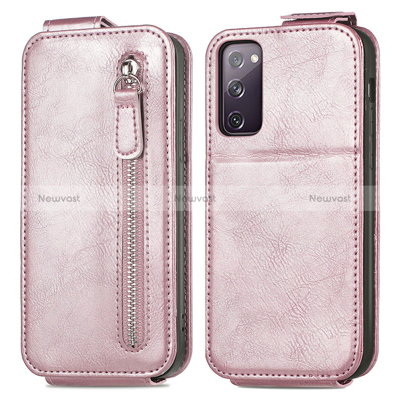 Leather Case Flip Cover Vertical S01D for Samsung Galaxy S20 FE 5G Rose Gold