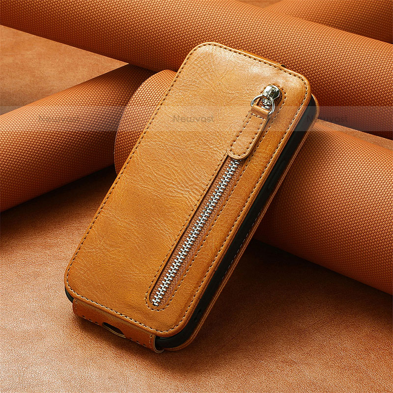 Leather Case Flip Cover Vertical S01D for Samsung Galaxy S22 5G Brown