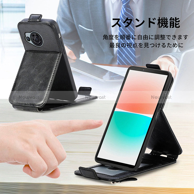 Leather Case Flip Cover Vertical S01D for Sharp Aquos R8s