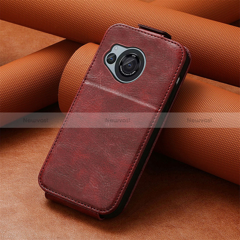 Leather Case Flip Cover Vertical S01D for Sharp Aquos R8s Red