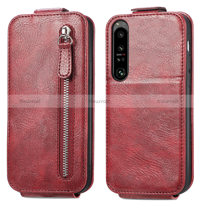 Leather Case Flip Cover Vertical S01D for Sony Xperia 1 IV SO-51C Red