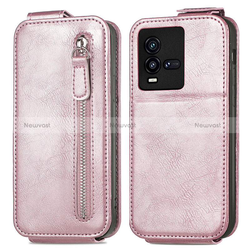 Leather Case Flip Cover Vertical S01D for Vivo iQOO 10 5G Rose Gold