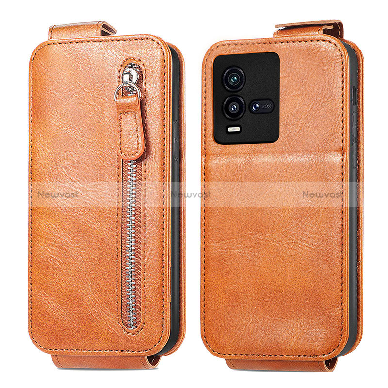 Leather Case Flip Cover Vertical S01D for Vivo iQOO 9T 5G Brown