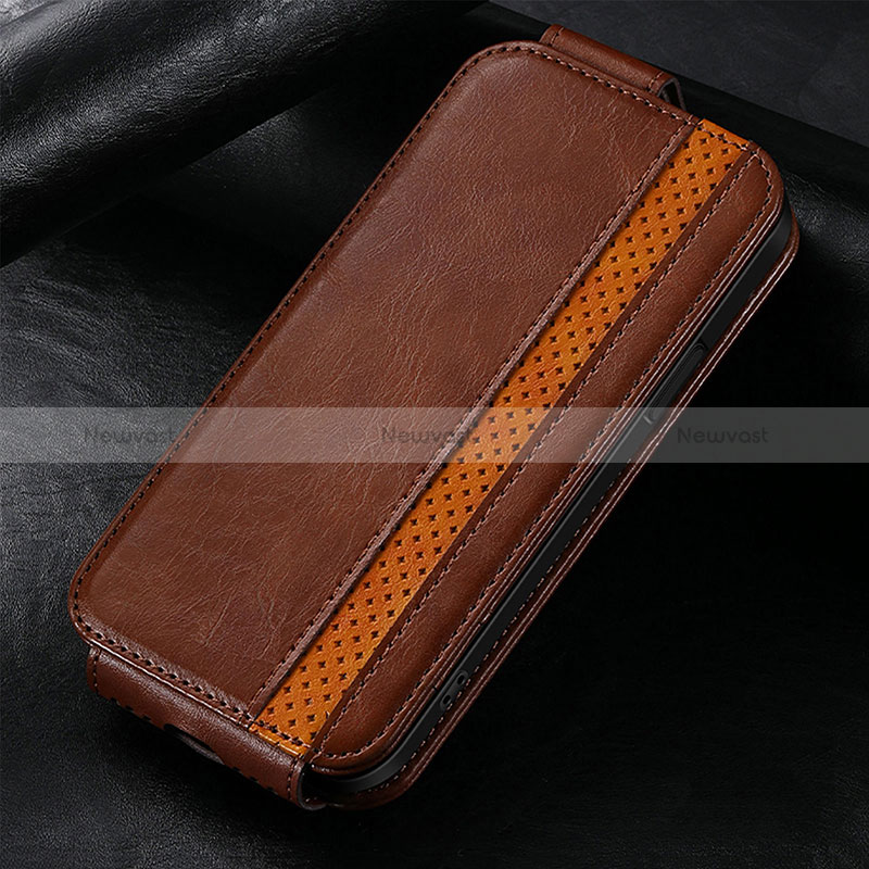 Leather Case Flip Cover Vertical S02D for Huawei Enjoy 50 Pro Brown