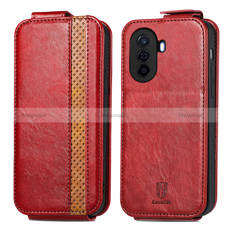 Leather Case Flip Cover Vertical S02D for Huawei Nova Y70 Plus Red