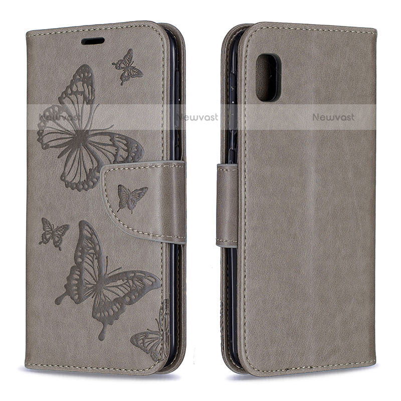 Leather Case Stands Butterfly Flip Cover Holder B01F for Samsung Galaxy A10e Gray