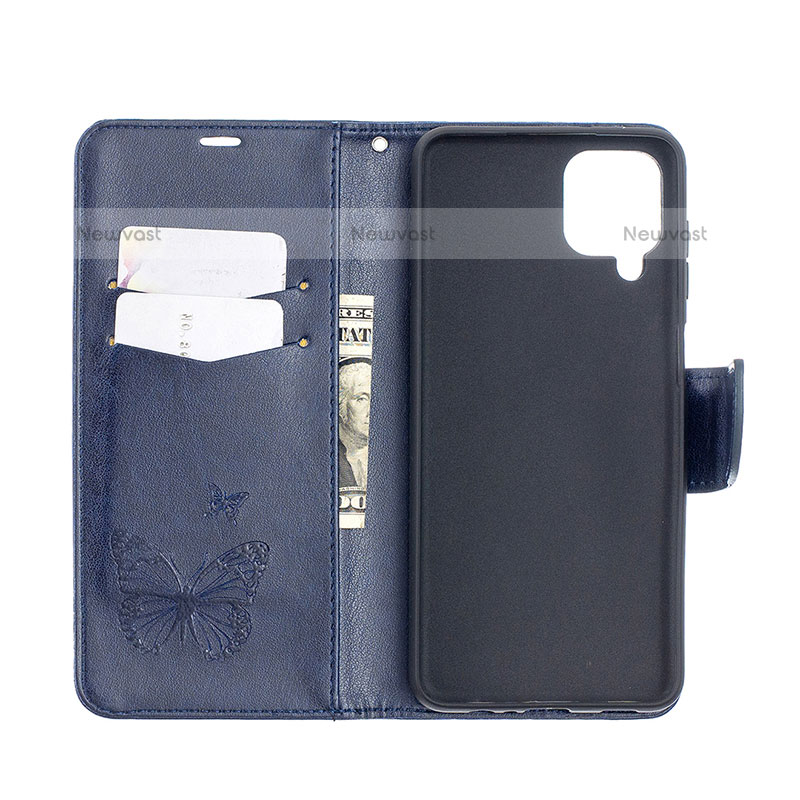 Leather Case Stands Butterfly Flip Cover Holder B01F for Samsung Galaxy A12