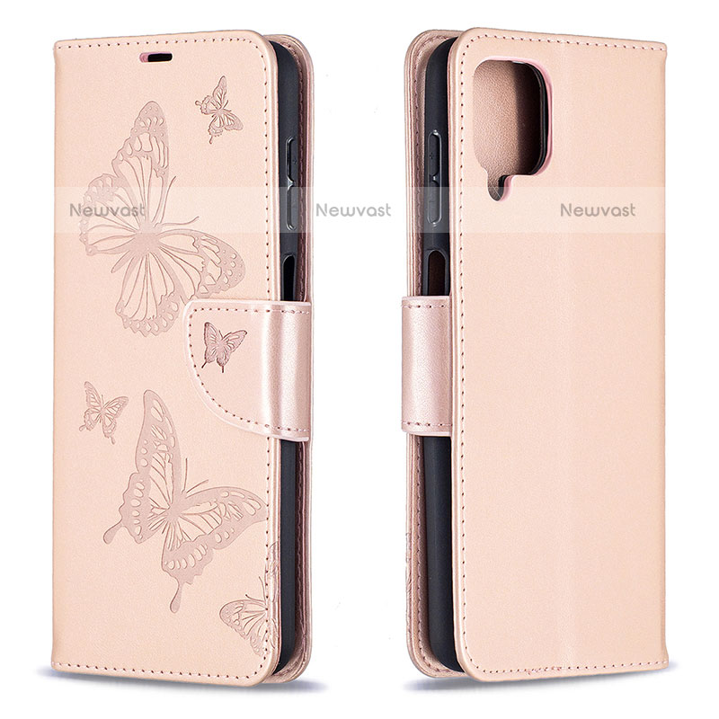 Leather Case Stands Butterfly Flip Cover Holder B01F for Samsung Galaxy A12