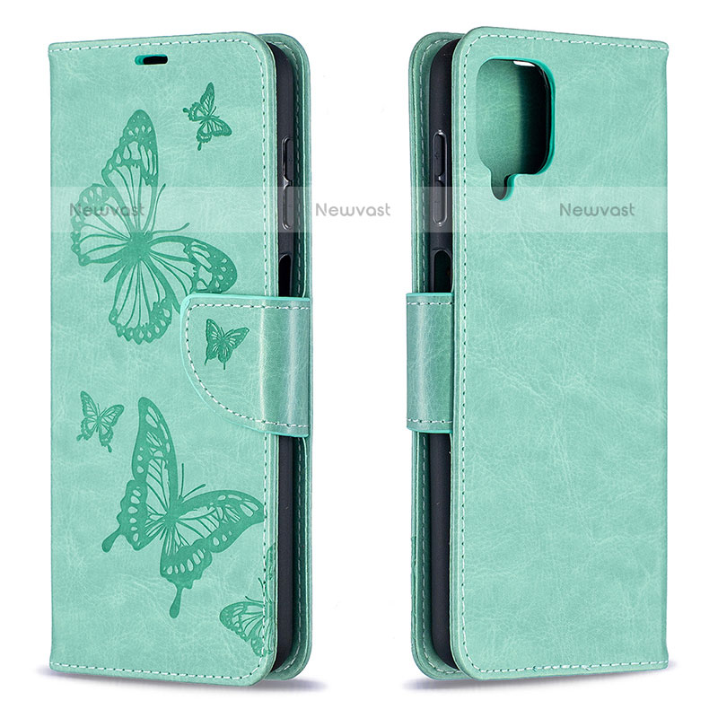 Leather Case Stands Butterfly Flip Cover Holder B01F for Samsung Galaxy A12