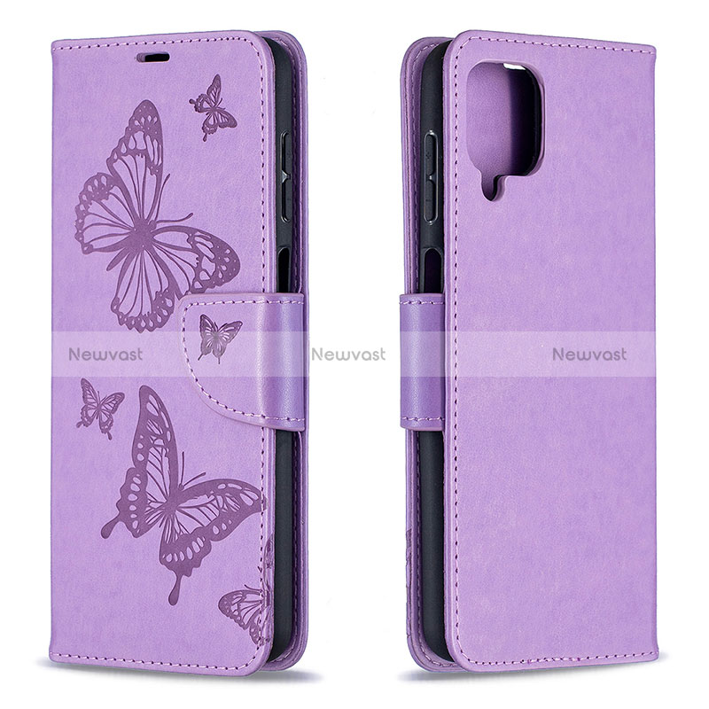 Leather Case Stands Butterfly Flip Cover Holder B01F for Samsung Galaxy A12 5G