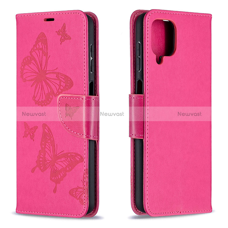 Leather Case Stands Butterfly Flip Cover Holder B01F for Samsung Galaxy A12 Nacho