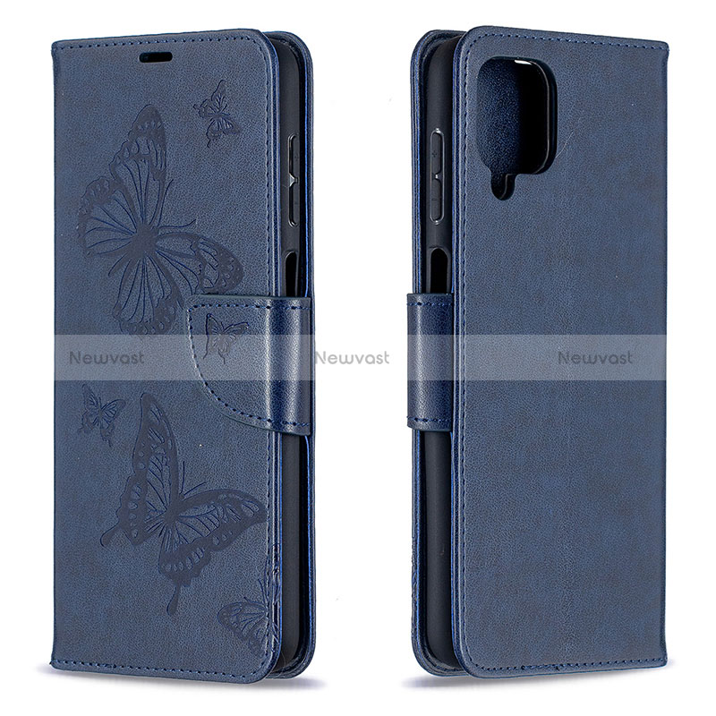 Leather Case Stands Butterfly Flip Cover Holder B01F for Samsung Galaxy A12 Nacho