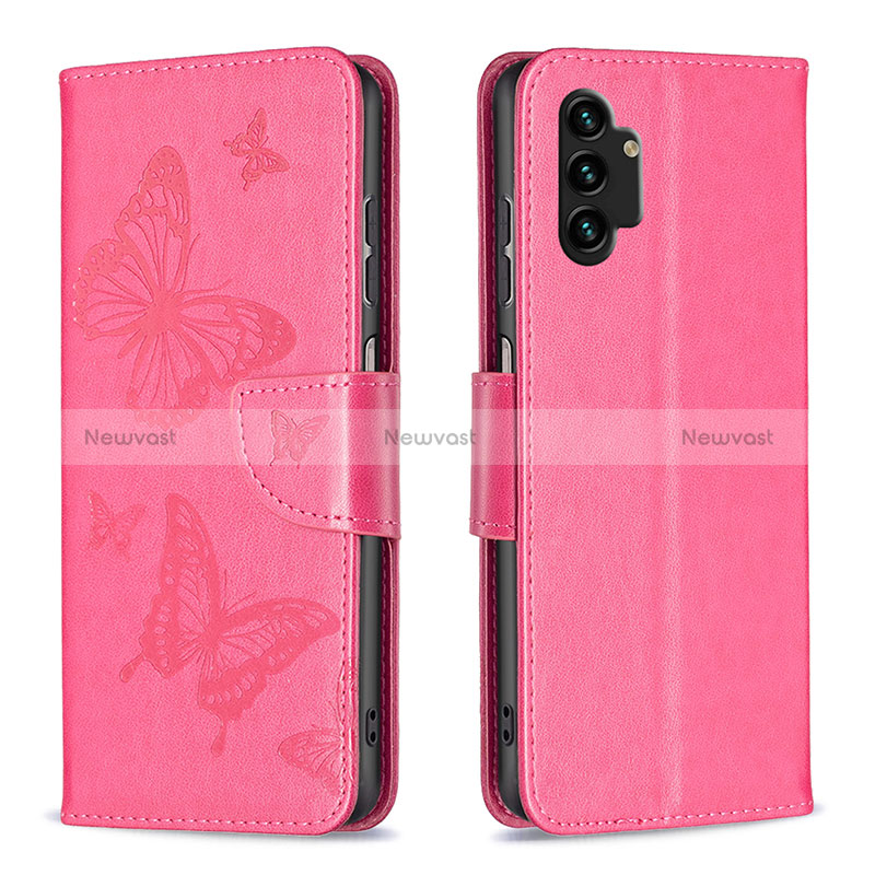 Leather Case Stands Butterfly Flip Cover Holder B01F for Samsung Galaxy A13 4G Gray