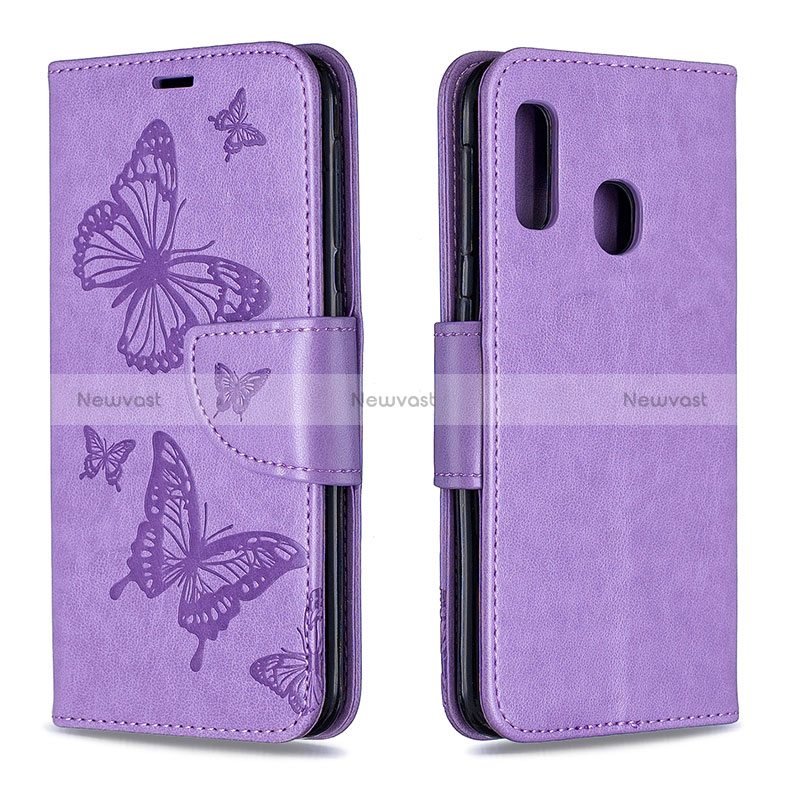 Leather Case Stands Butterfly Flip Cover Holder B01F for Samsung Galaxy A20e