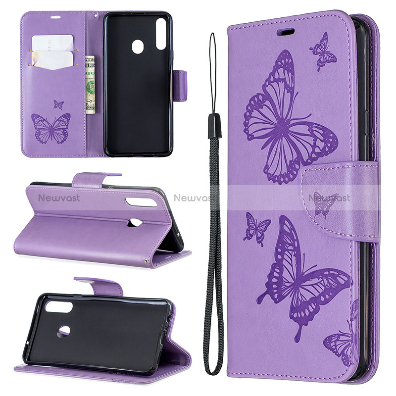 Leather Case Stands Butterfly Flip Cover Holder B01F for Samsung Galaxy A20s