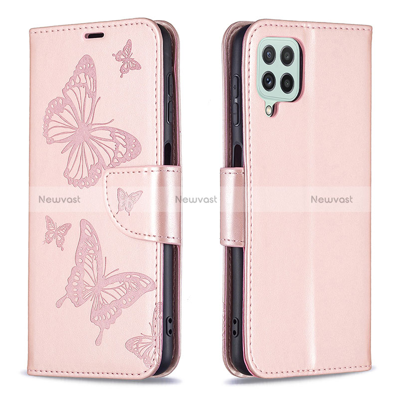 Leather Case Stands Butterfly Flip Cover Holder B01F for Samsung Galaxy A22 4G