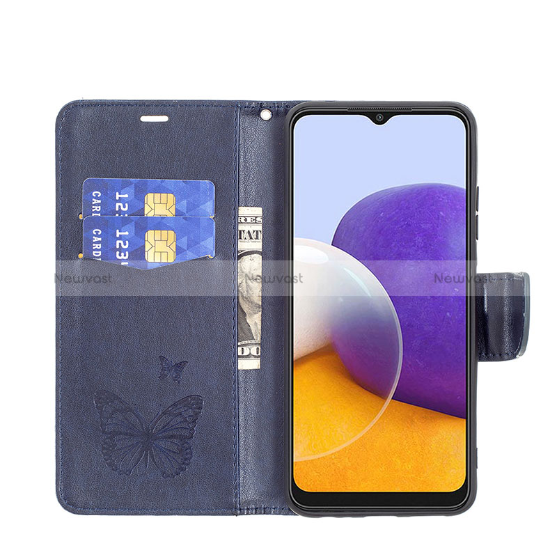 Leather Case Stands Butterfly Flip Cover Holder B01F for Samsung Galaxy A22s 5G