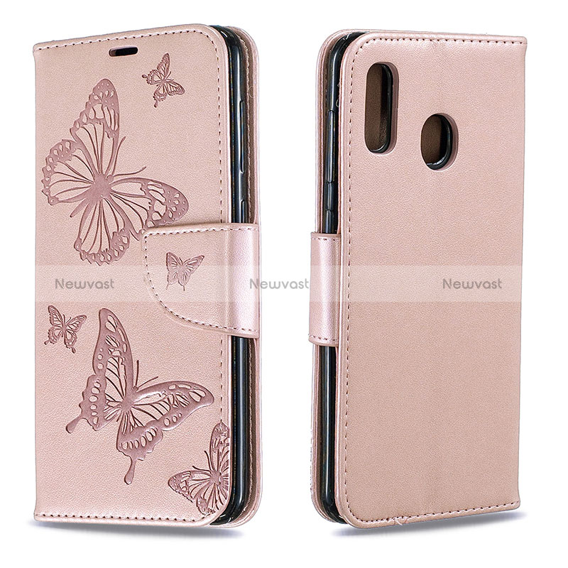 Leather Case Stands Butterfly Flip Cover Holder B01F for Samsung Galaxy A30